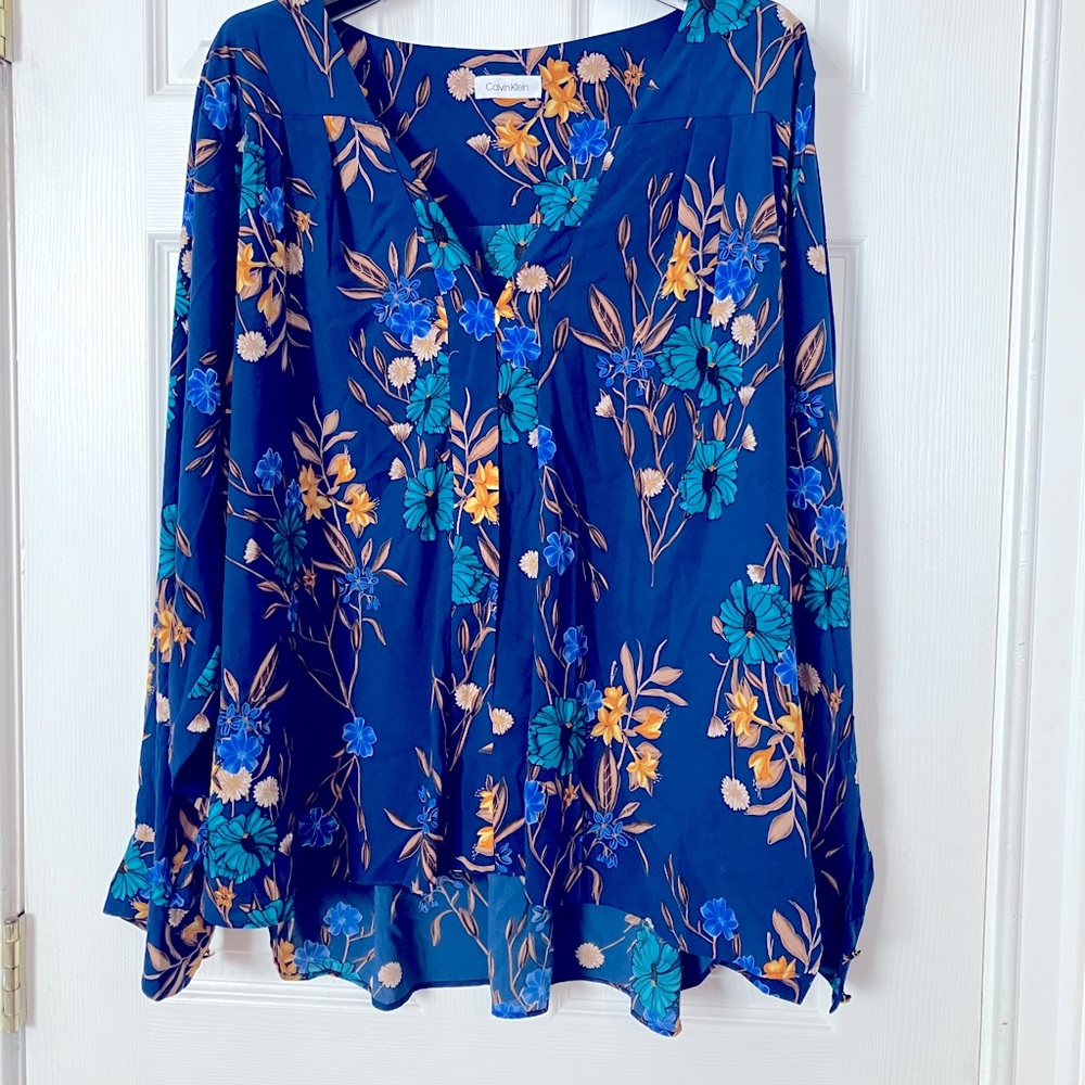 Calvin Klein high-low blouse